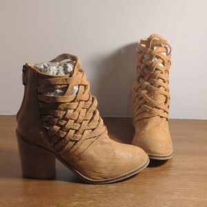 New Free People Carrera Women's Tan Woven Ankle Boots Eur 38